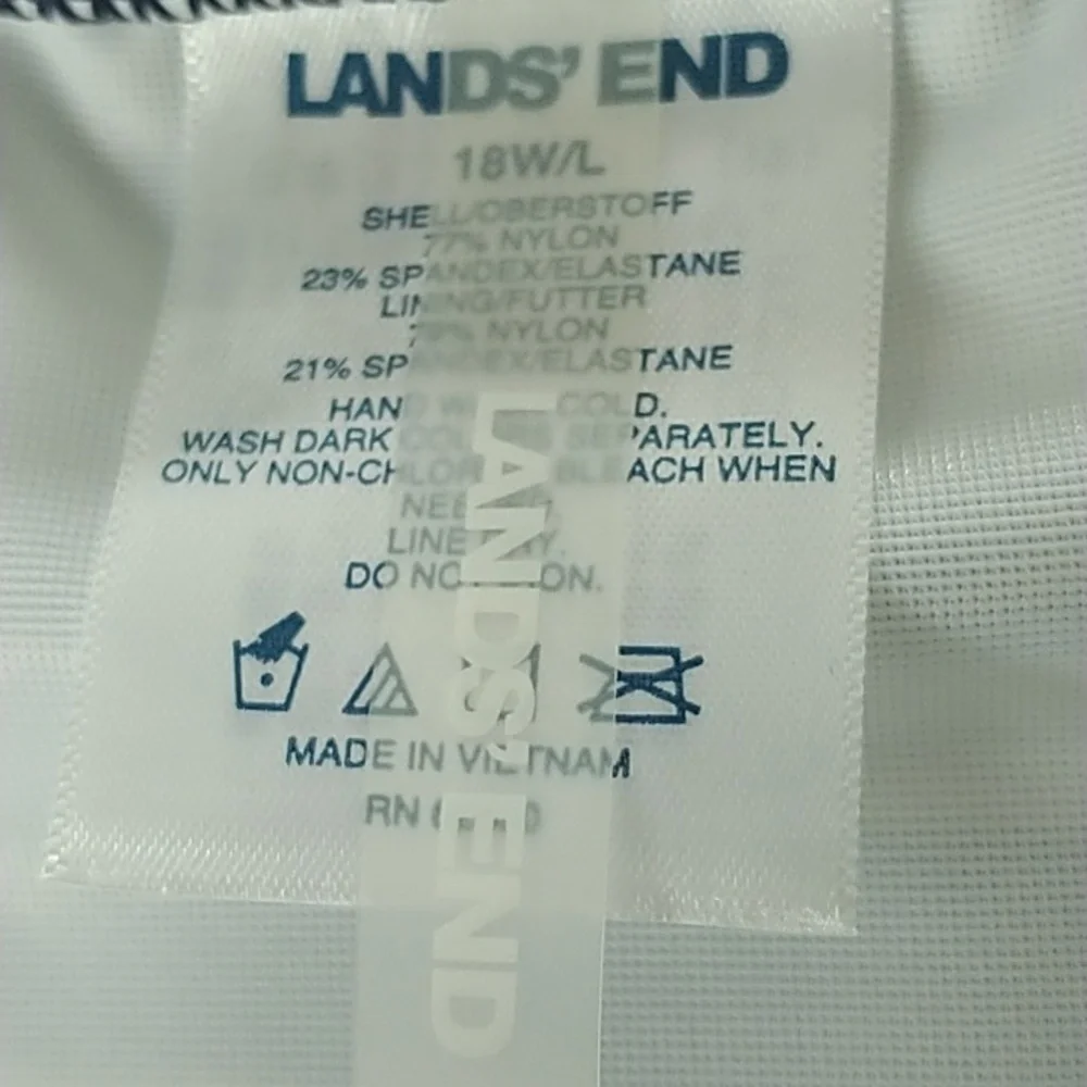 Land's End Deep Sea Mixed Diagonal Stripe High Neck Tankini Top 18W/L - Picture 5 of 7